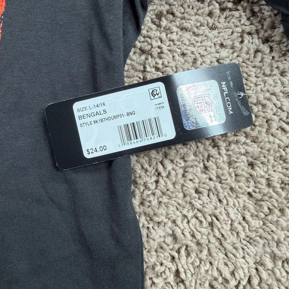 NFL Cincinnati Bengals Kids T-Shirt Black Graphic Tee Large 14/16 NWT sportswear